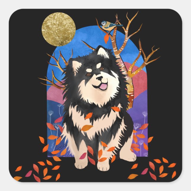 YRSE DANS l'AUTOMNE - Finlandais Lapphund stickers (Devant)