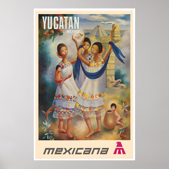 Yucatan Art Mexico Travel Poster Mexican Print (Devant)