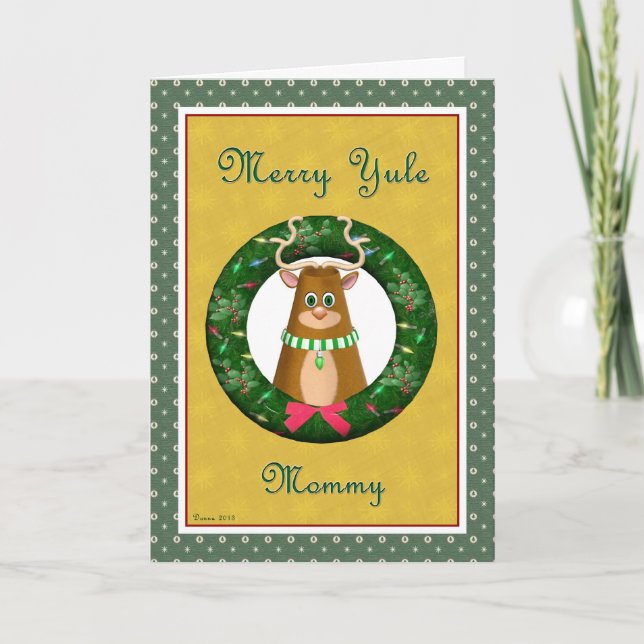 Yule Stag Wreath pour la carte maman (Devant)