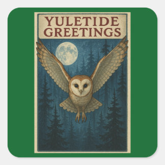 Yuletide Greetings Christmas Square Stickers