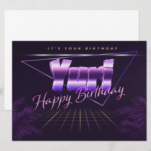 Yuri nom prénom violet rétro carte anniversaire