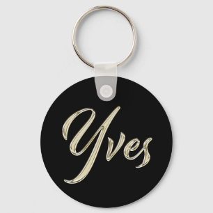 Yves Name whitegold Button Porte-clés