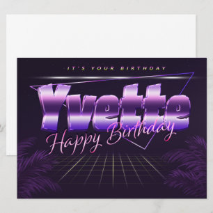 Yvette prénom carte rétro lilas anniversaire