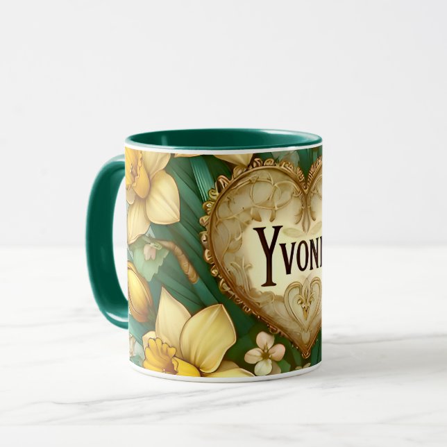 YVONNE ~ Mug personnalisé ~ daffodiles ~ (Devant gauche)