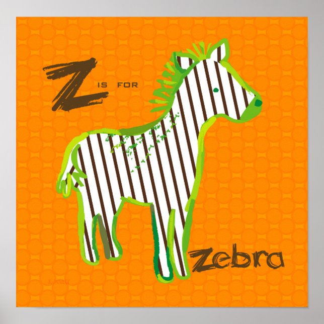 'Z est pour zèbre' affiche numérique de peinture (Devant)