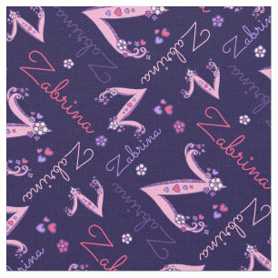 Z monogramme et nom personnalisé tissu Zabrina