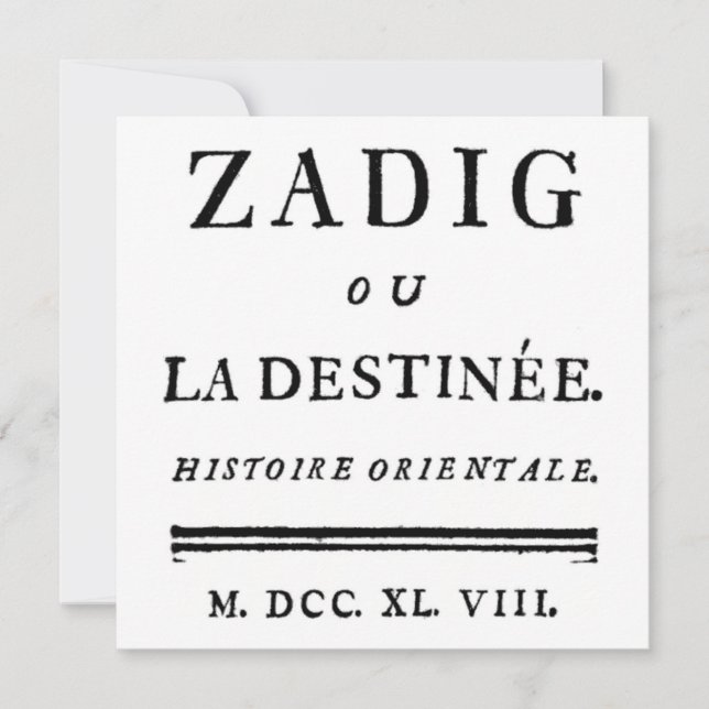 Zadig, ou le livre du destin - Descartes (Devant)