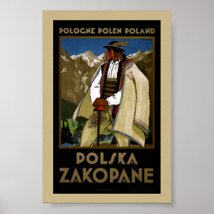 Zakopane Pologne Affiche de voyage vintage restaur