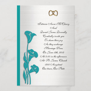 Zantedeschia de turquoise de faire-part de mariage