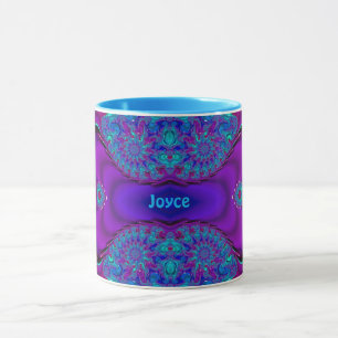 ~ Zany 3D ~ JOYCE de Mug bleu, vert et mauve