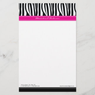Zany Zebra Hot Pink Customisé Designer papeterie