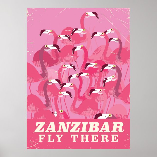 Zanzibar Y voler vintage style affiche de voyage (Devant)