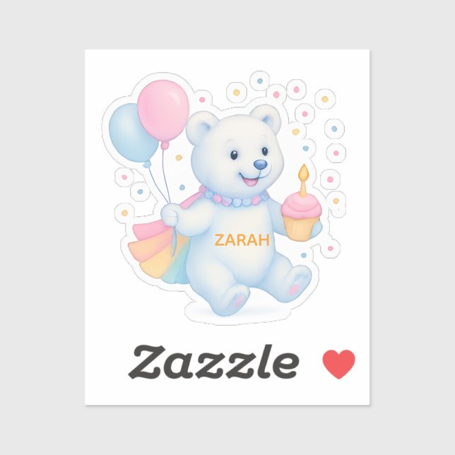 Zarah Dancing Polar Bear Custom-Cut Vinyl Sticker (Feuille)