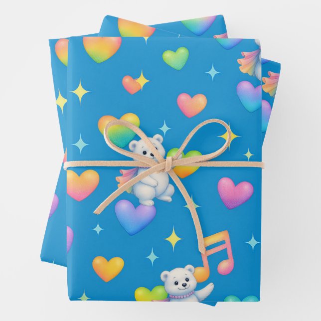 Zarah l'ours polaire dansant | Papier cadeau (En situation)