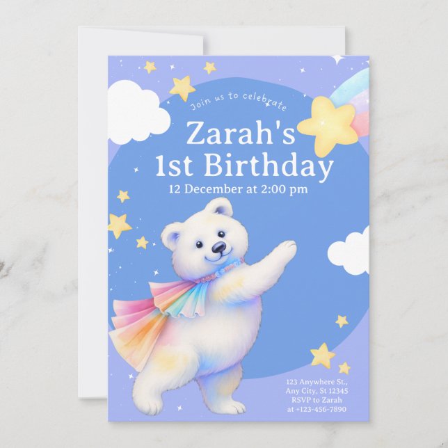 Zarah the Dancing Polar Bear Invitation (Devant)