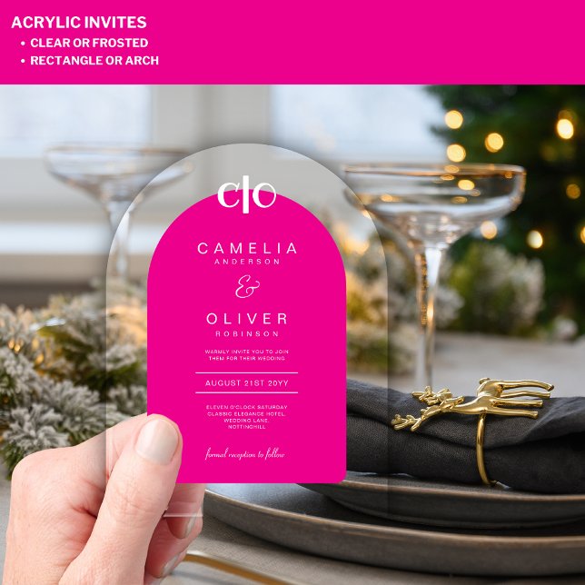 Zazzle Invitation de mariage en acrylique rose cla (Créateur téléchargé)