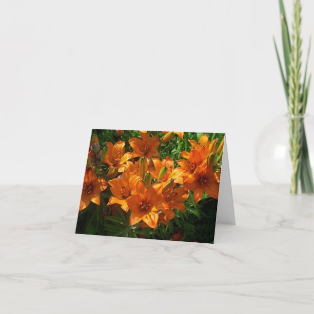 Zazzle Orange Floral Blank Carte pour notes (Devant)