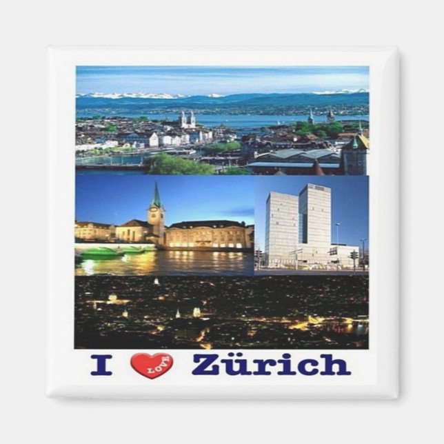 zCH037 ZURICH J'aime Suisse - Magnet pour réfrigér (Devant)