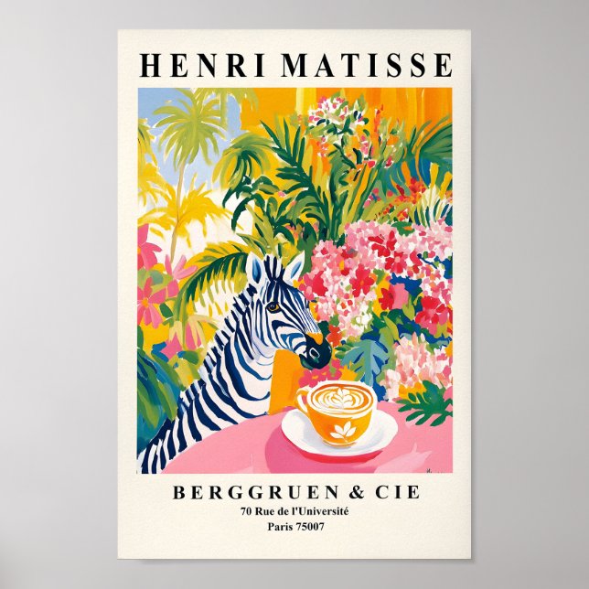 Zebra Art Print, Poster de café, Matisse Print, Ép (Devant)