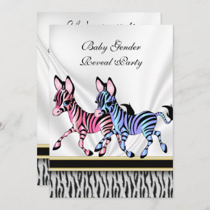 Zebra Baby Genre Reveal Party Invitation