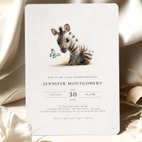 Zebra Baby shower Blue Boy Invitation