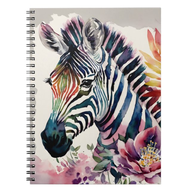 Zebra Carnet Floral Aquarelle Art (Devant)