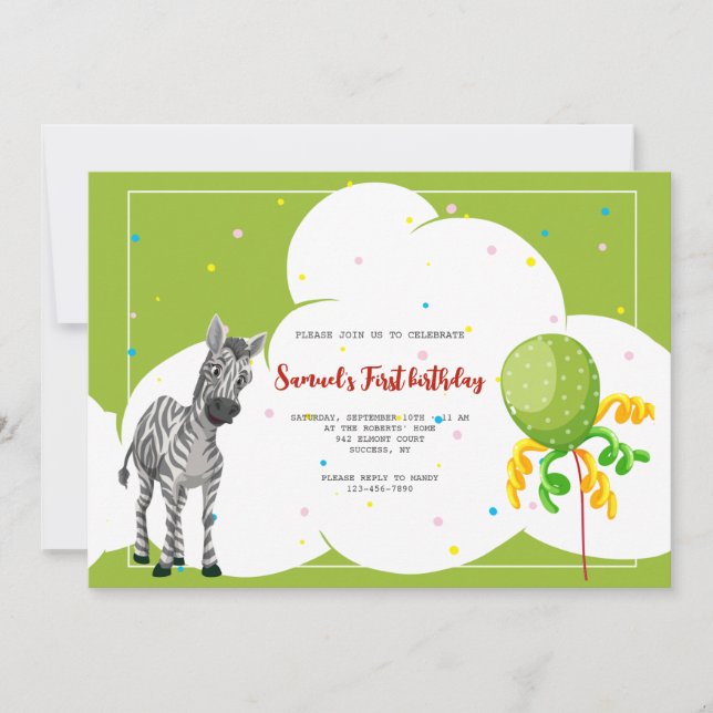 Zebra Frame Anniversaire Fête Invitation (Devant)