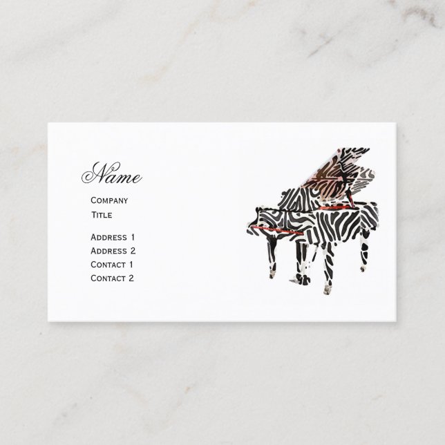 Zebra Grand Piano ~ Carte de visite (Devant)
