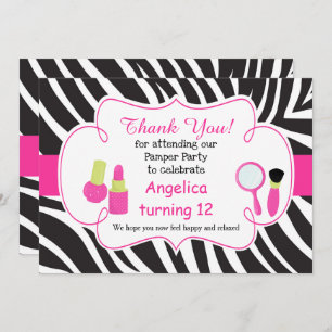 Zebra imprimer anniversaire Pamper Party Carte de