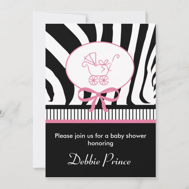 Zebra Imprimer Baby shower Invitation (Devant)