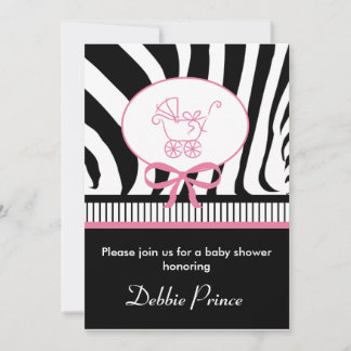 Zebra Imprimer Baby shower Invitation