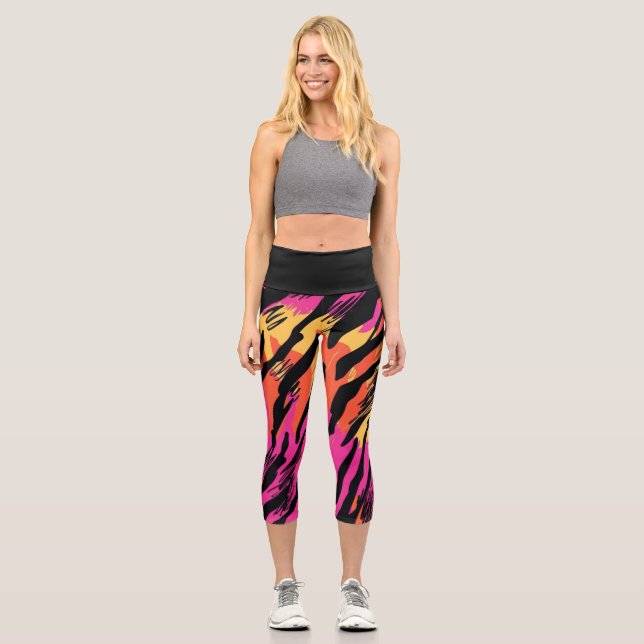 Zebra imprimer couleurs vives leggings pour elle (Recto)