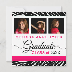 Zebra Imprimer Photo Graduation Invitation