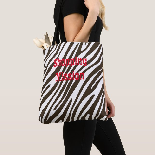 Zebra Imprimer Sac fourre-tout Brown et blanc (De près)