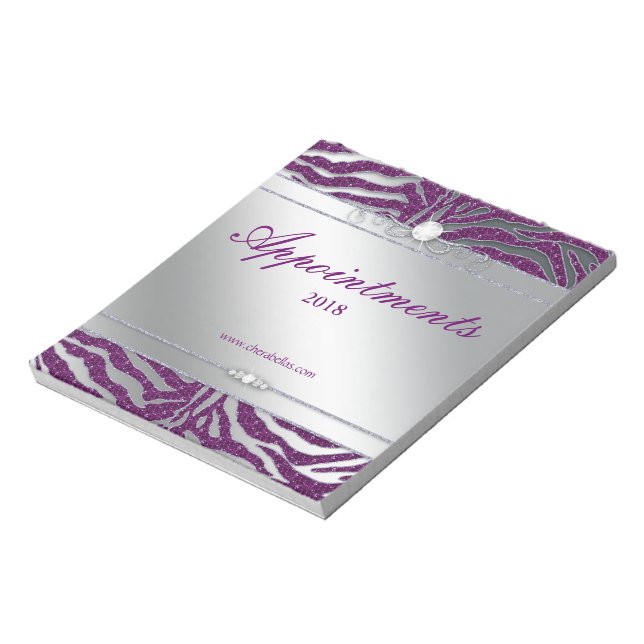 Zebra Jewelry Sparkle Bloc-notes violet Argent (Tourné)