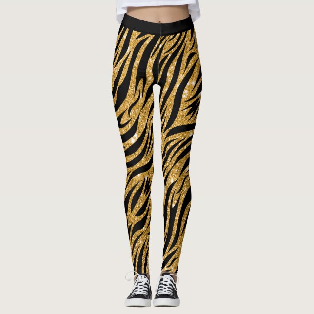 Zebra Leggings femmes, Gold Parties scintillant Lo (Devant)