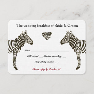Zebra Love Mariage Breakfast RSVP