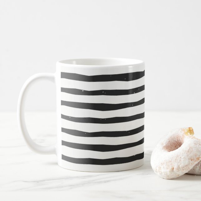 Zebra motif noir et blanc rayures café mug (Avec donut)