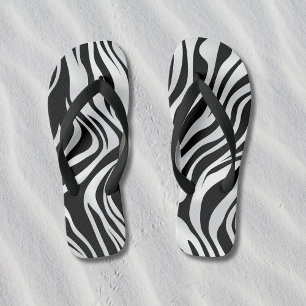 Zebra Print Animal Motif tongs flops