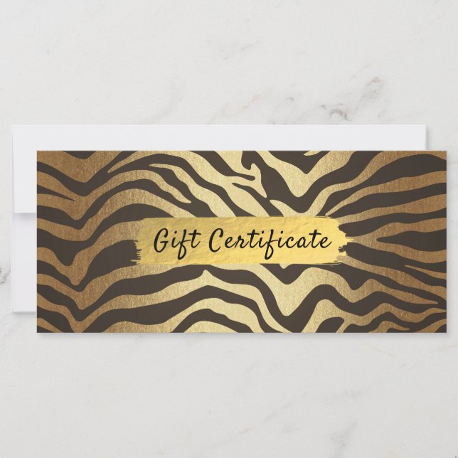 Zebra Print Animal Skin Gold Foil Certificat cadea (Devant)