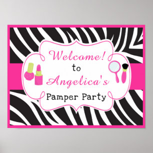 Zebra print Anniversaire Pamper Party Poster