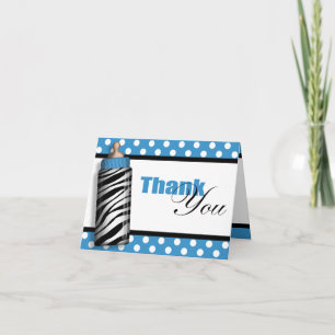 Zebra Print Baby Bottle Blue Merci Cartes