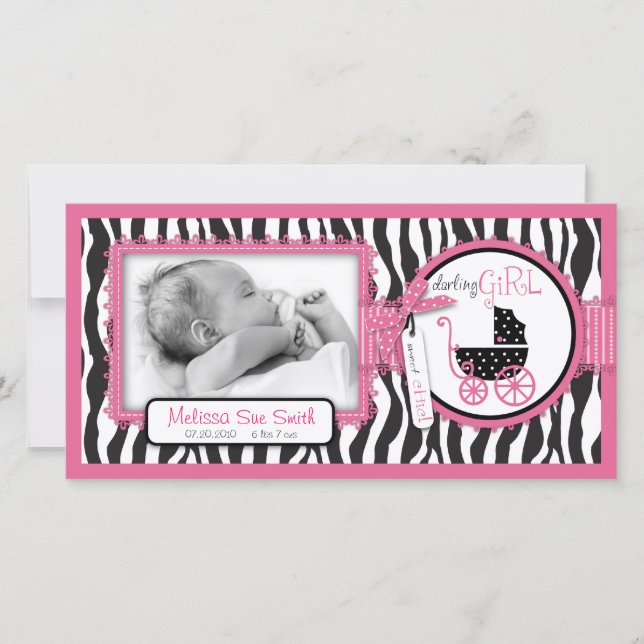 Zebra Print & Baby Carriage Faire-part (Devant)