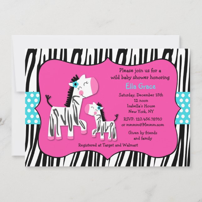 Zebra Print Baby Shower Invitations (Devant)