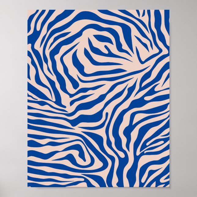 Zebra Print Blue Zebra Stripes Poster de animal (Devant)