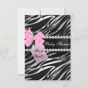 Zebra Print Girl Baby shower Invitation