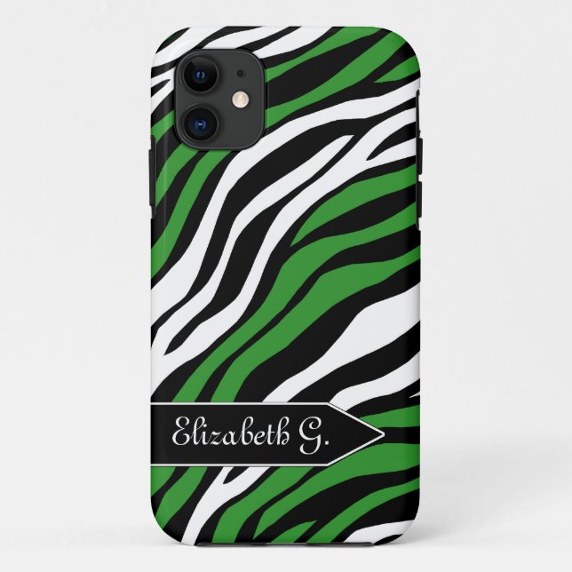Zebra Print Green Mix iPhone 5 Coque (Dos)