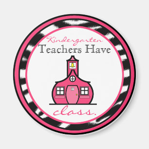 Zebra Print Kindergarten Teacher Magnet