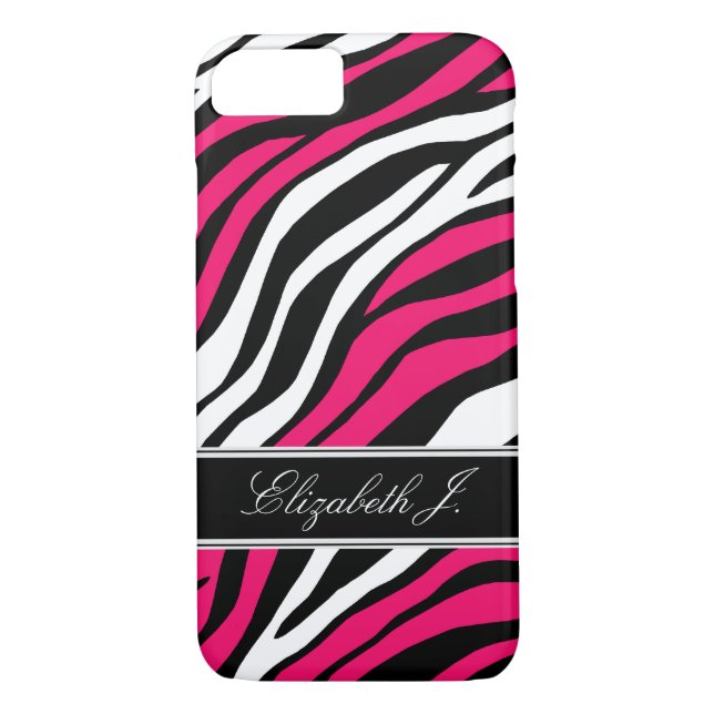 Zebra Print Mix Fuchsia iPhone 7 Coque (Dos)