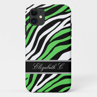 Zebra Print Mix Lime Green iPhone 5 Coque
